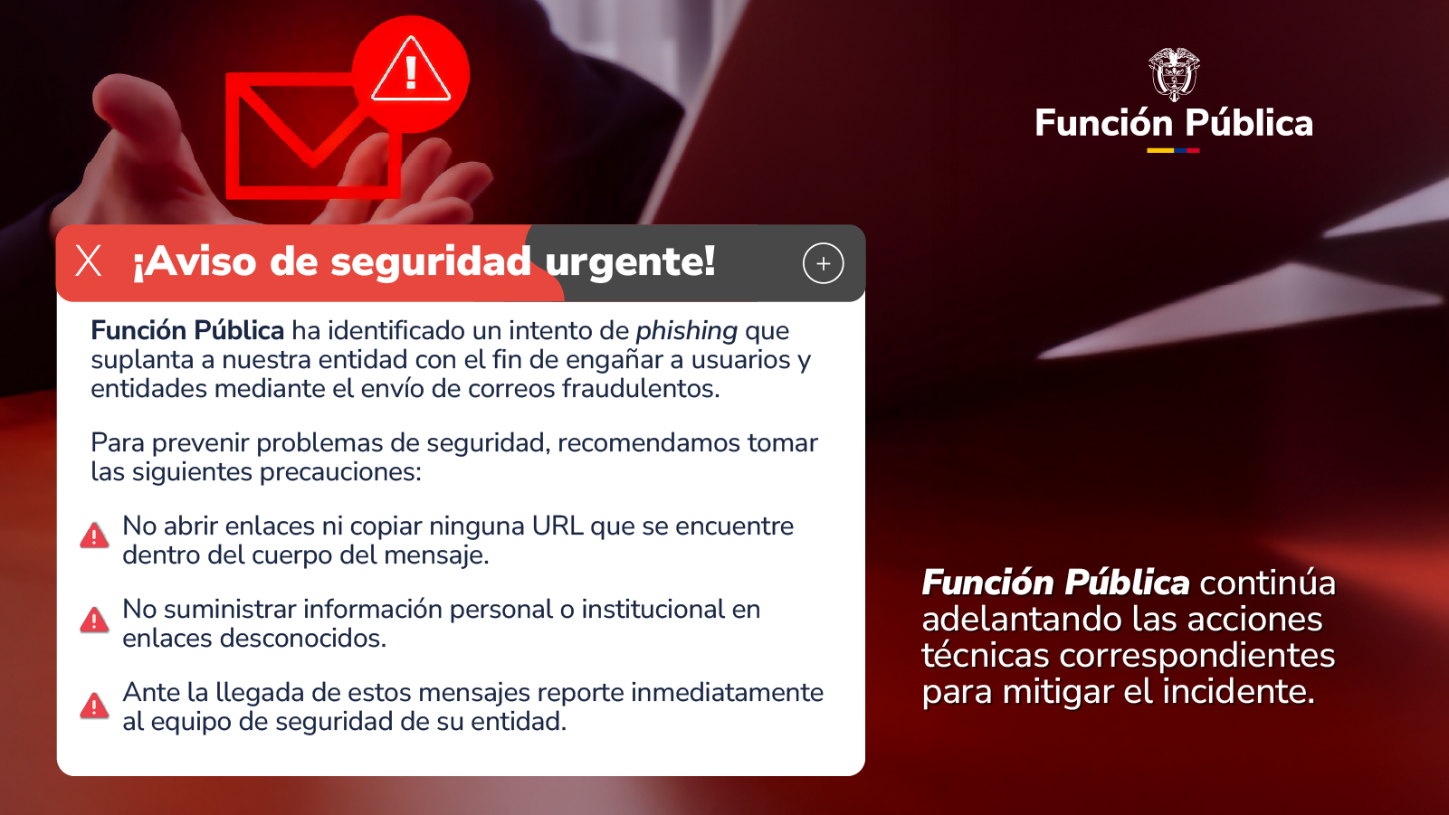 Aviso importate de seguridad por amenaza de phishing