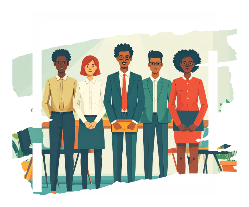 Mujeres y hombres de pie