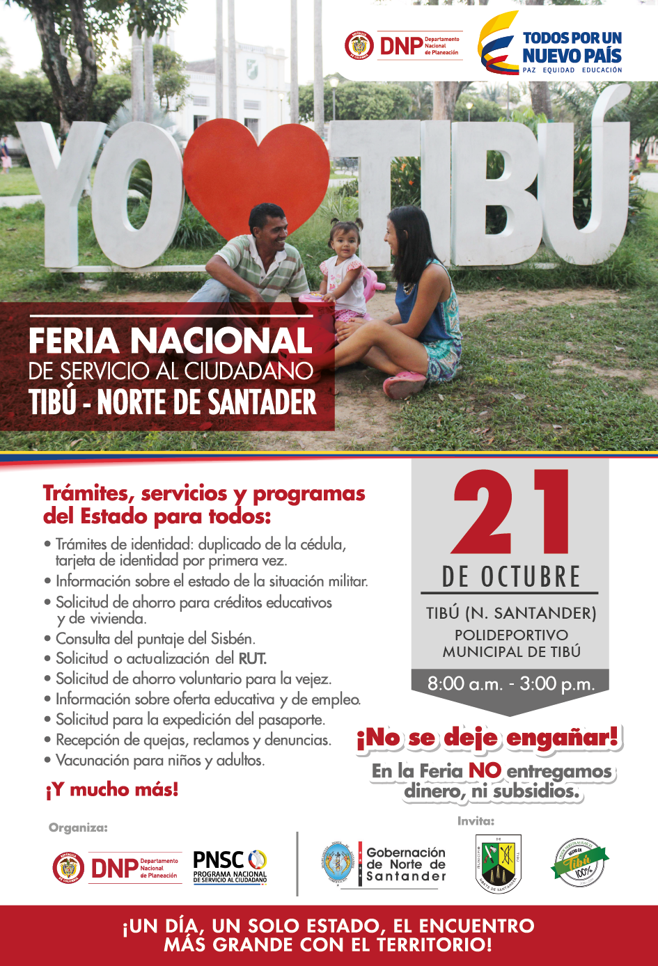 Afiche promocional de la Feria de Servicio al Ciudadano en Tibú