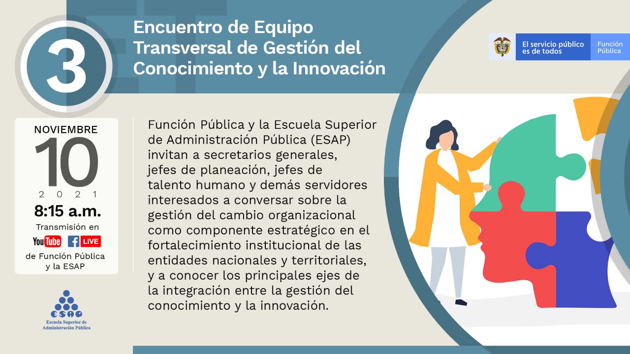 Invitación | Tercer Encuentro de Equipo Transversal de Gestión del Conocimiento y la Innovación | 10 de noviembre de 2021