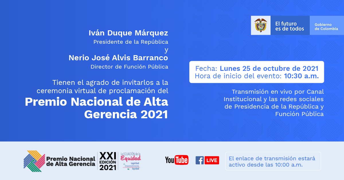 Ceremonia virtual para la proclamación del Premio Nacional de Alta Gerencia | 25 octubre