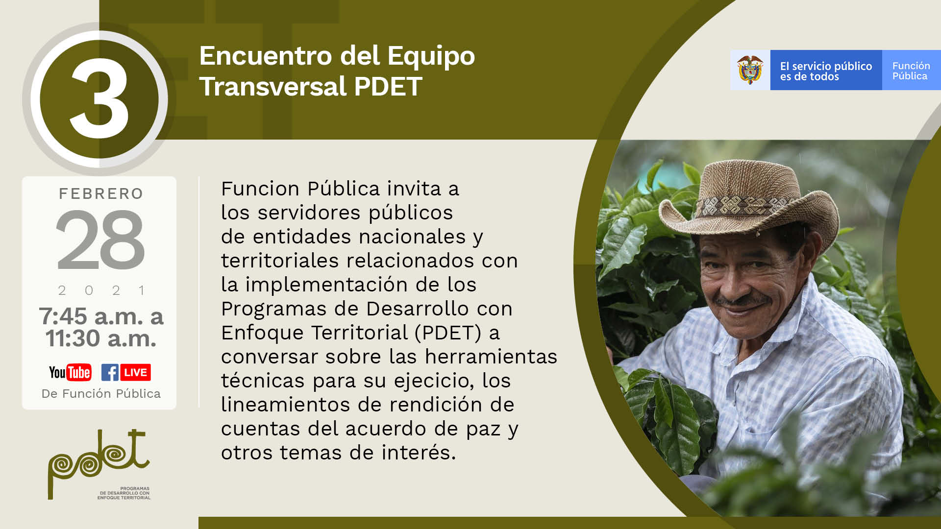 Invitación | Tercer Encuentro del Equipo Transversal PDET | 28 de febrero a partir de las 7:45 a.m.