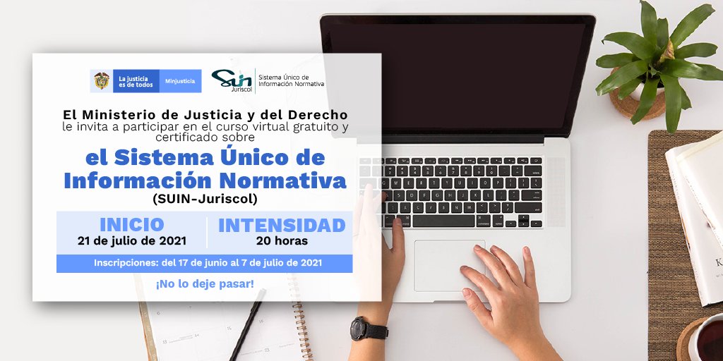 Invitación | Curso virtual de SUIN JURISCOL | Ministerio de Justicia y del Derecho