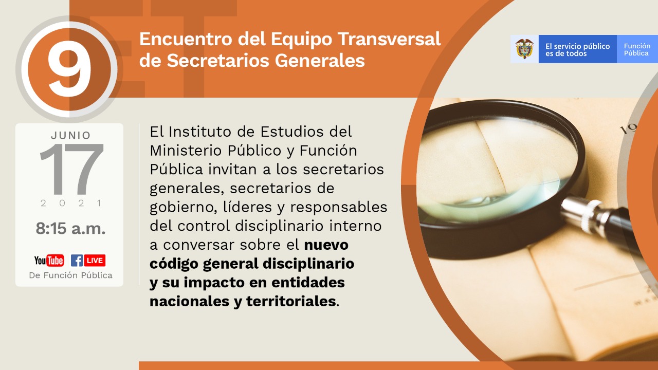 Noveno Encuentro de Equipo Transversal de Secretarios Generales | 17 de junio a partir de las 8:15 a.m.