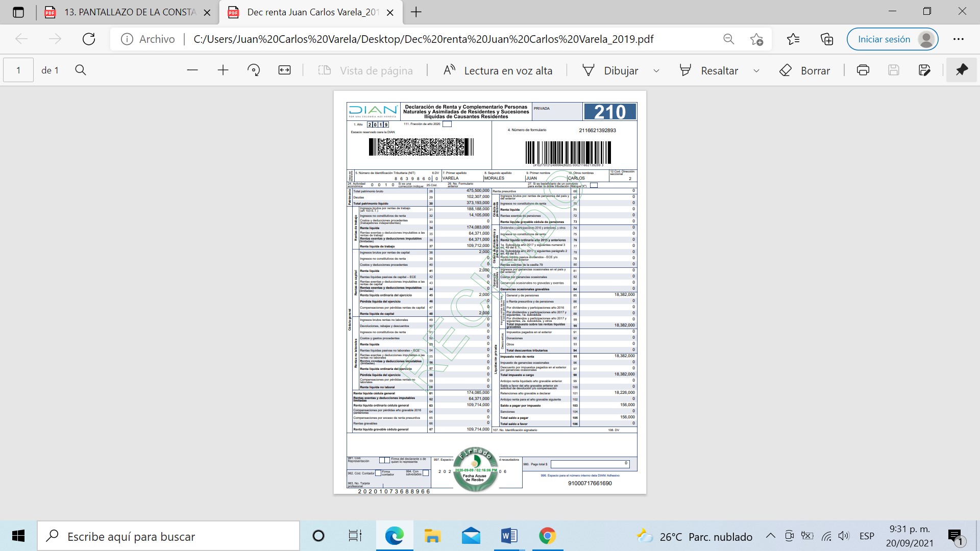 DECLARACION DE RENTAS