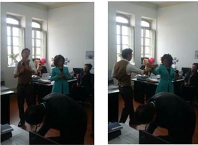 Sorprendiendo a los servidores del Ministerio de Relaciones Internacionales con el Código de Integridad. 